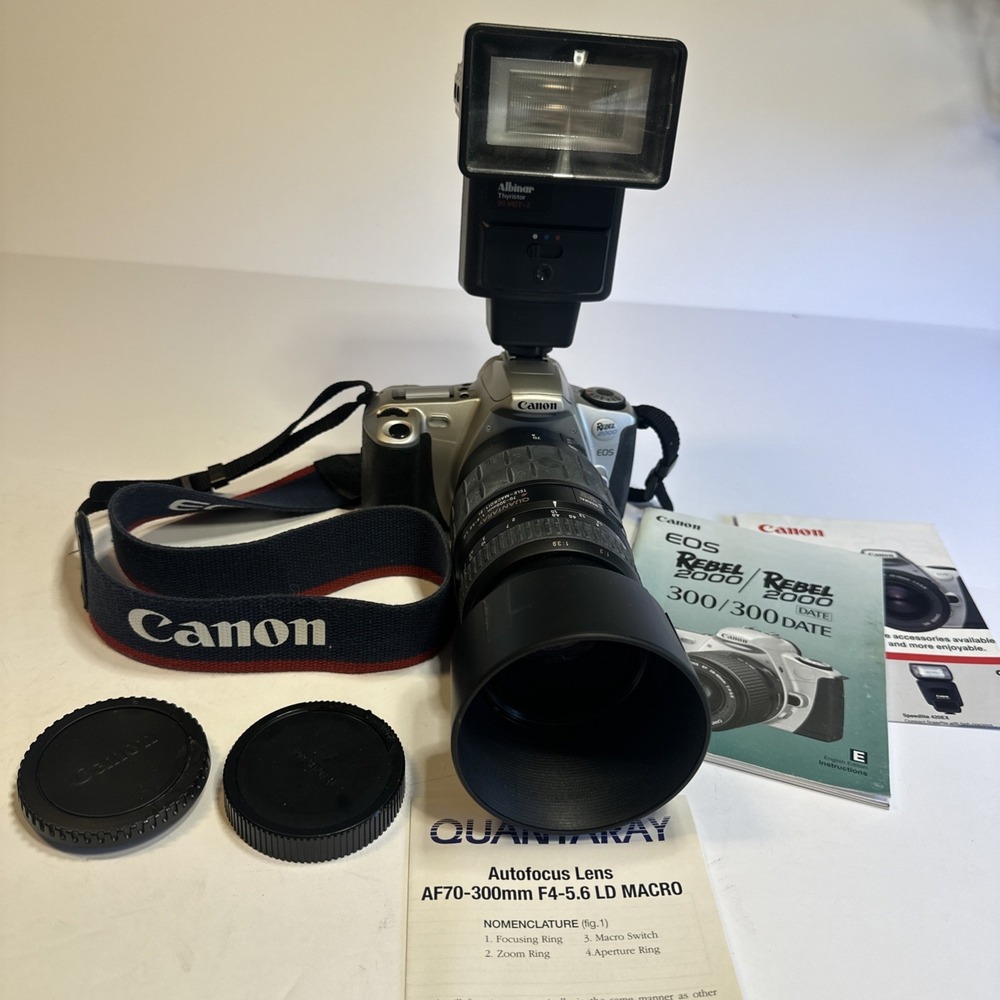 Canon EOS Rebel 2000 Camera Bundle Quantum AF-70-300 Zoom Lens F4-5.6 LD Macro